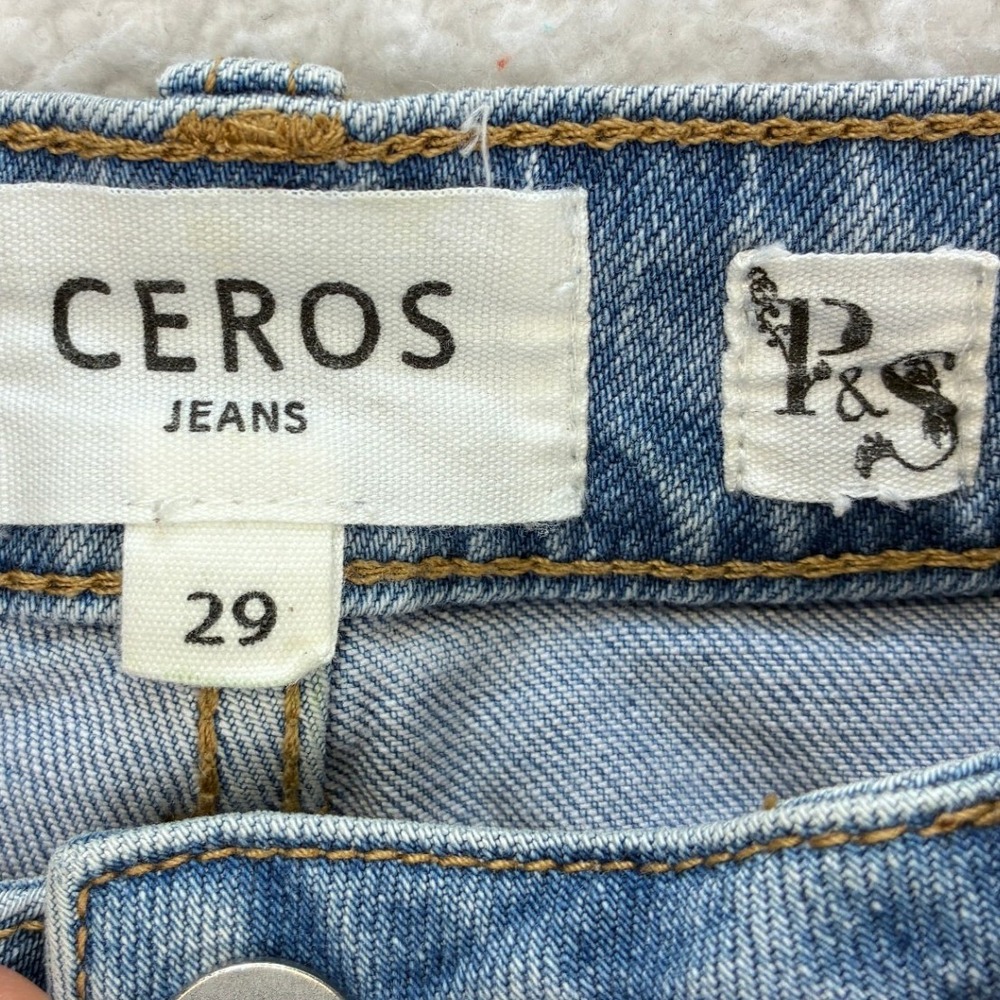 Ceros Wide Leg Ripped Distressed Jeans Women's 29 Blue High Rise Denim Pants - Picture 4 of 14